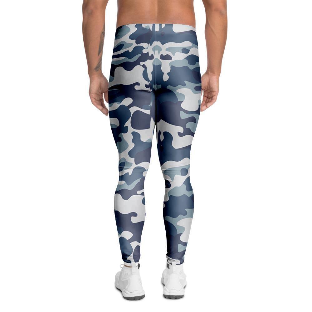 Blue Navy Camo Print Men's Leggings-grizzshop