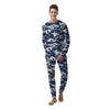 Blue Navy Camo Print Men's Pajamas-grizzshop