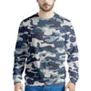 Blue Navy Camo Print Men's Sweatshirt-grizzshop