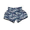 Blue Navy Camo Print Muay Thai Boxing Shorts-grizzshop