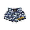 Blue Navy Camo Print Muay Thai Boxing Shorts-grizzshop