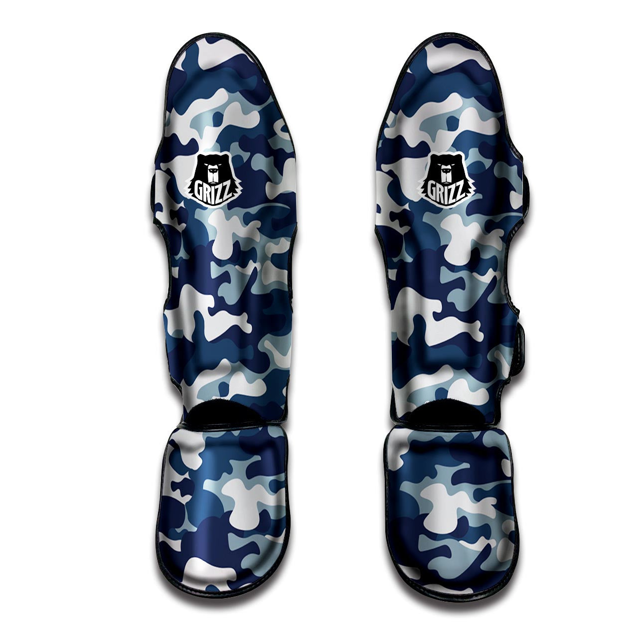 Blue Navy Camo Print Muay Thai Shin Guard-grizzshop