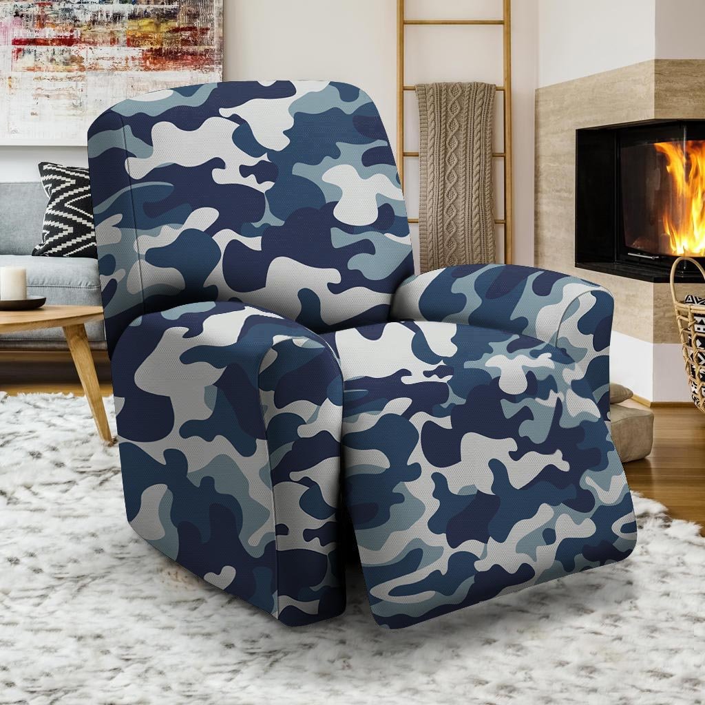 Blue Navy Camo Print Recliner Cover-grizzshop