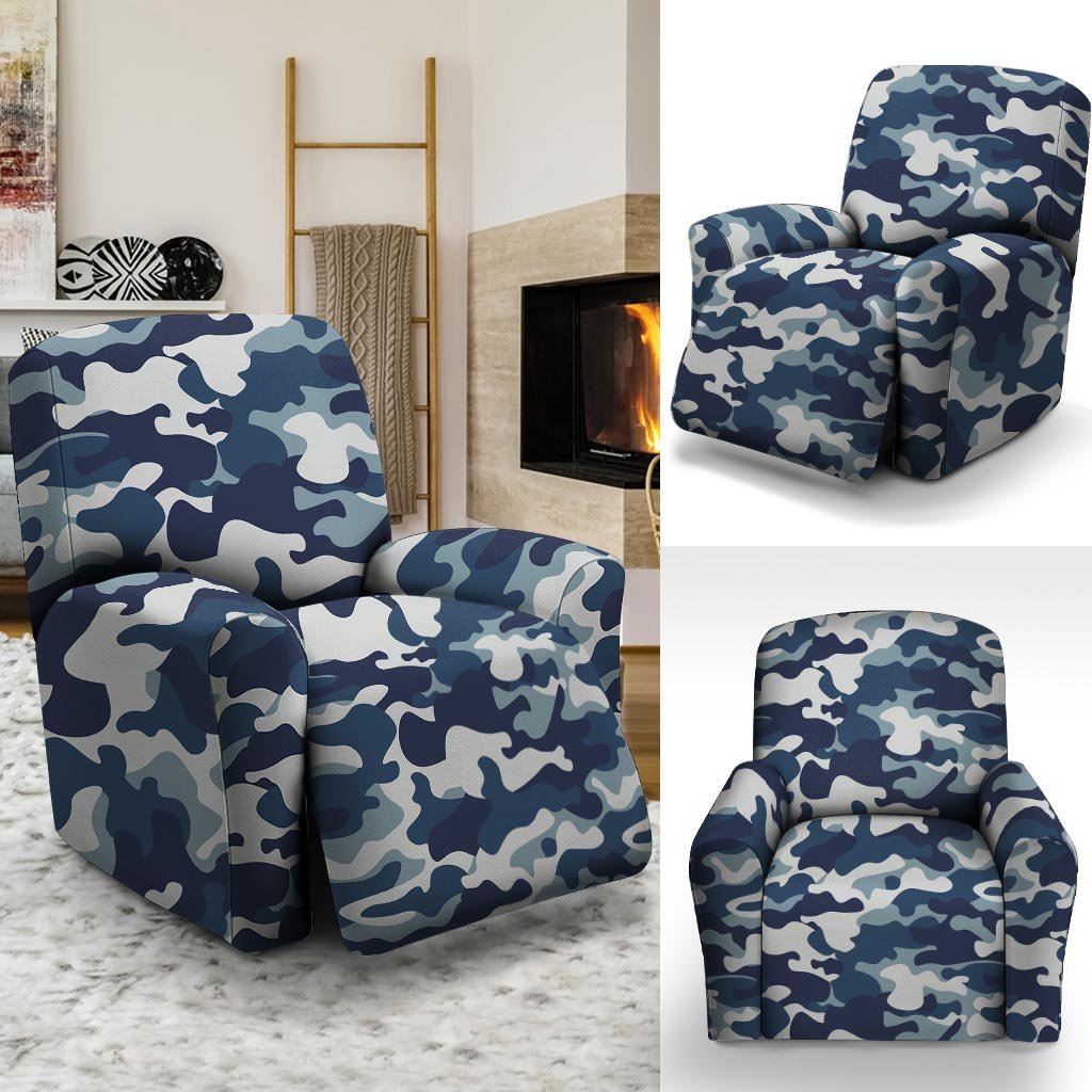 Blue Navy Camo Print Recliner Cover-grizzshop