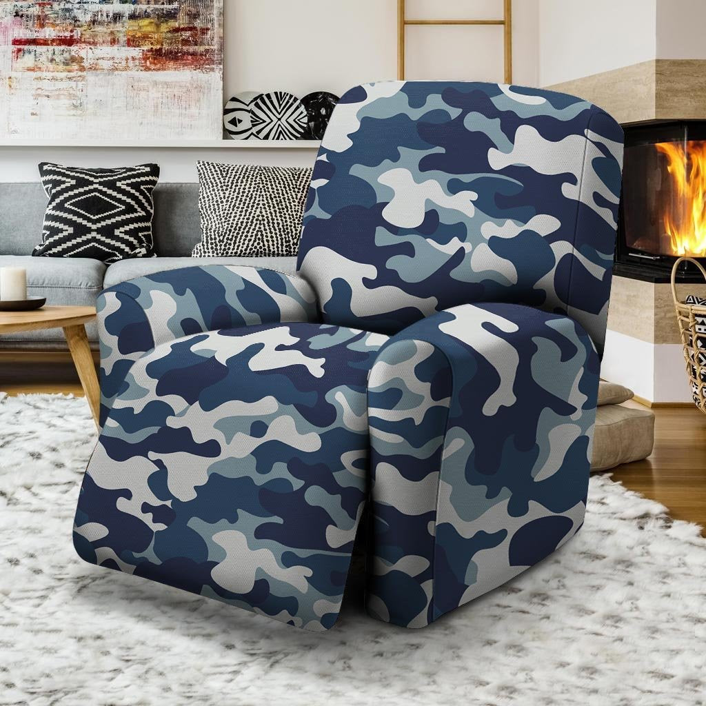 Blue Navy Camo Print Recliner Cover-grizzshop