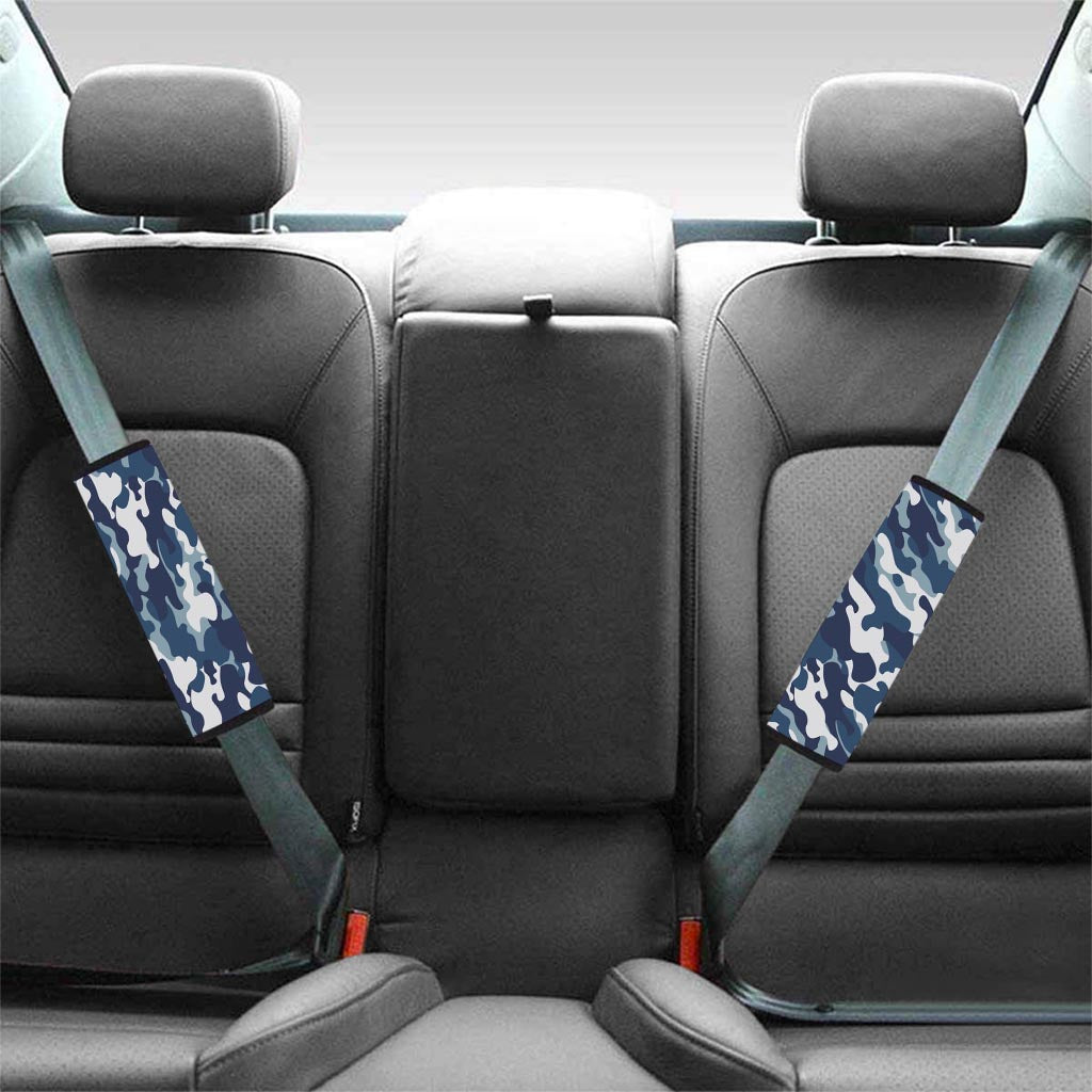 Blue Navy Camo Print Seat Belt Cover-grizzshop