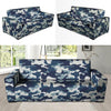 Blue Navy Camo Print Sofa Cover-grizzshop