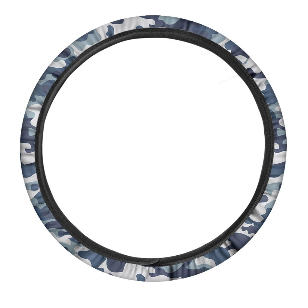 Blue Navy Camo Print Steering Wheel Cover-grizzshop