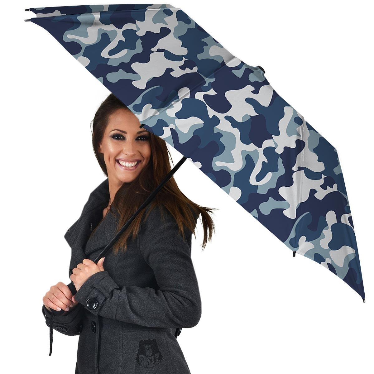 Blue Navy Camo Print Umbrella-grizzshop