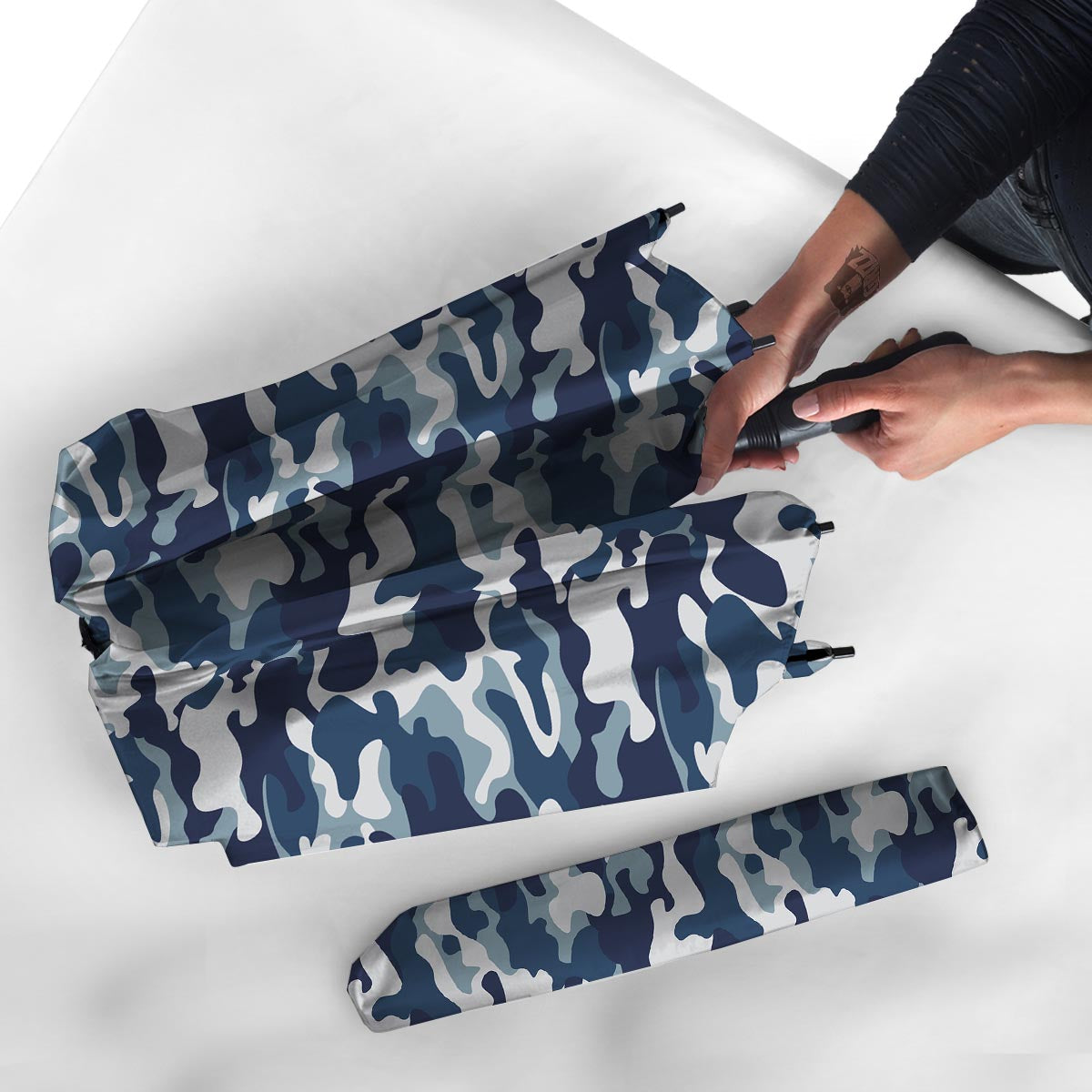 Blue Navy Camo Print Umbrella-grizzshop