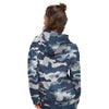 Blue Navy Camo Print Women's Hoodie-grizzshop