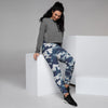 Blue Navy Camo Print Women's Joggers-grizzshop