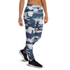 Blue Navy Camo Print Women's Joggers-grizzshop