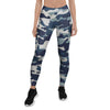 Blue Navy Camo Print Women's Leggings-grizzshop