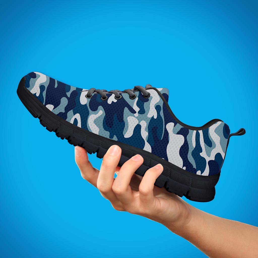 Blue Navy Camo Print Women's Sneakers-grizzshop