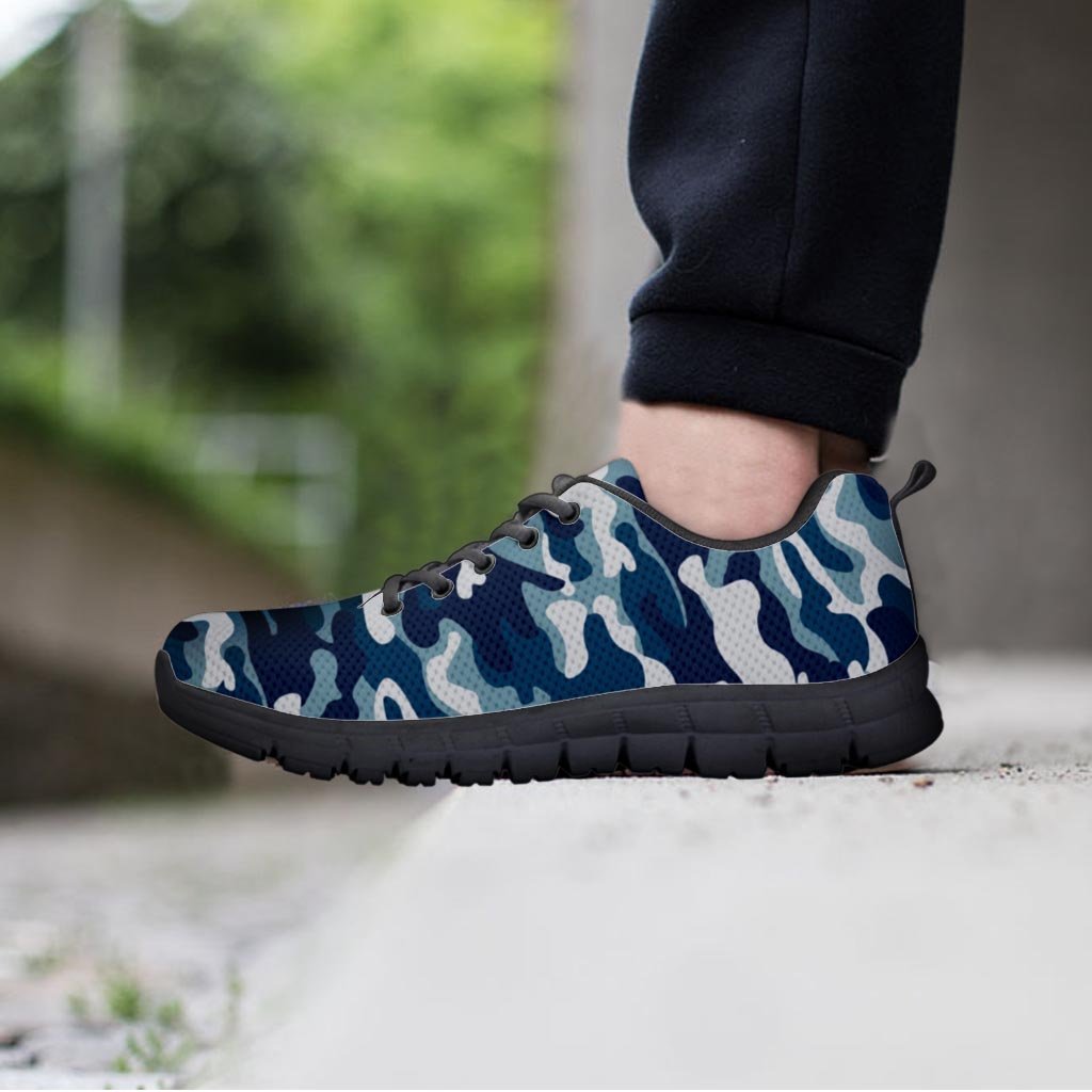 Blue Navy Camo Print Women's Sneakers-grizzshop