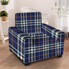 Blue Navy Plaid Tartan Armchair Cover-grizzshop