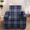 Blue Navy Plaid Tartan Armchair Cover-grizzshop