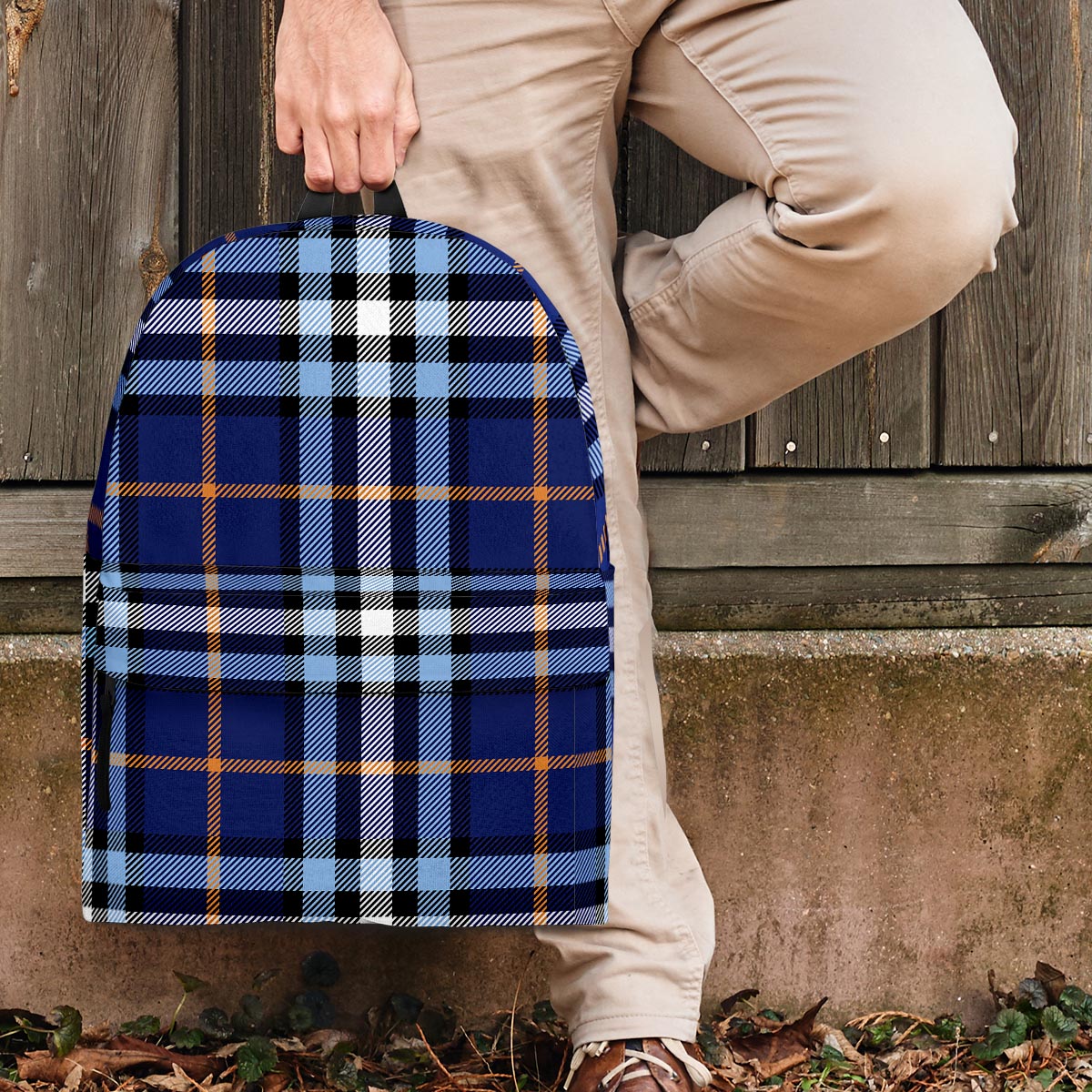 Blue Navy Plaid Tartan Backpack-grizzshop