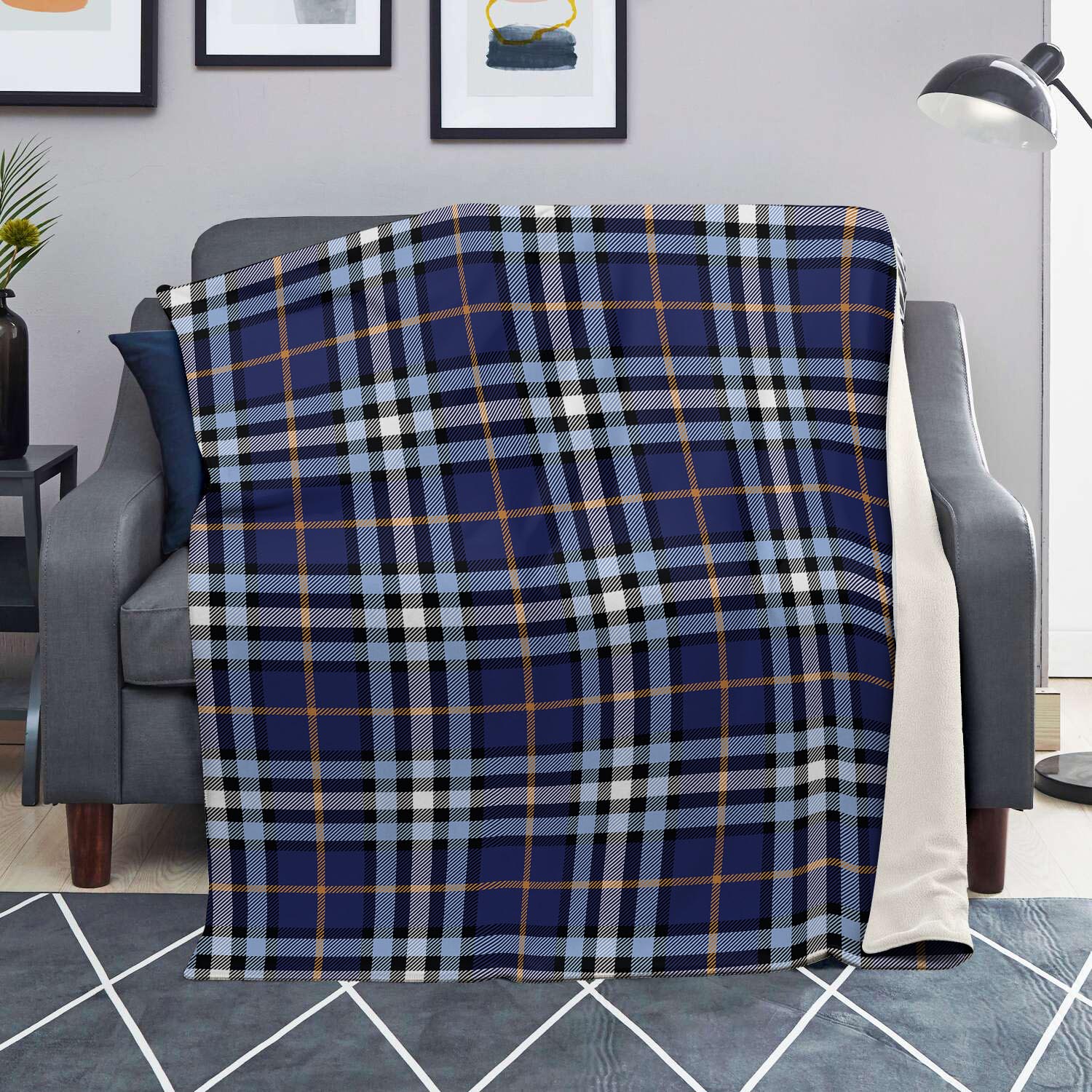 Blue Navy Plaid Tartan Blanket-grizzshop