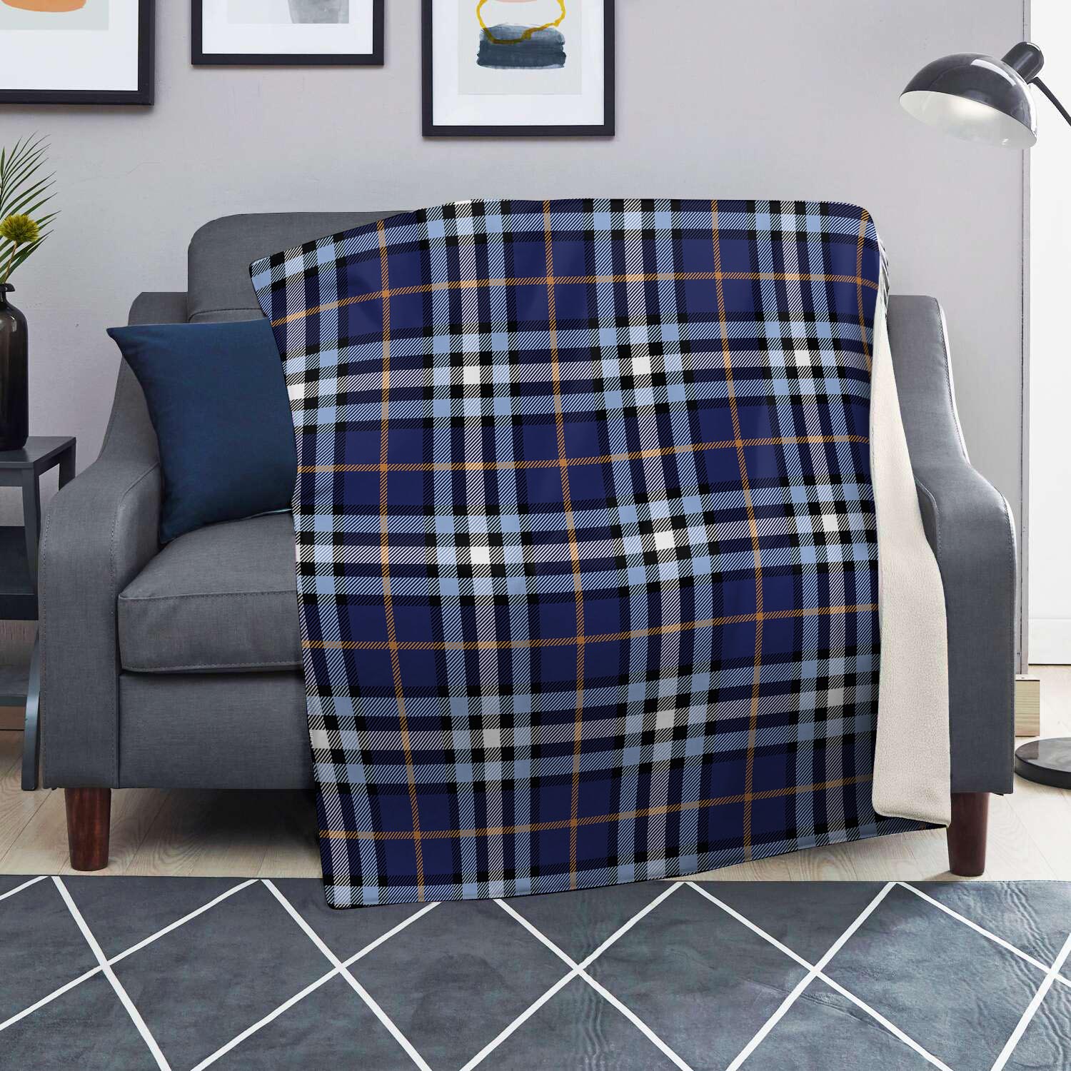 Blue Navy Plaid Tartan Blanket-grizzshop