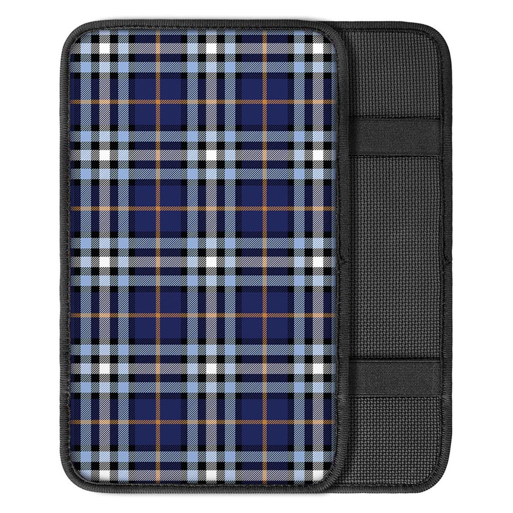 Blue Navy Plaid Tartan Car Console Cover-grizzshop
