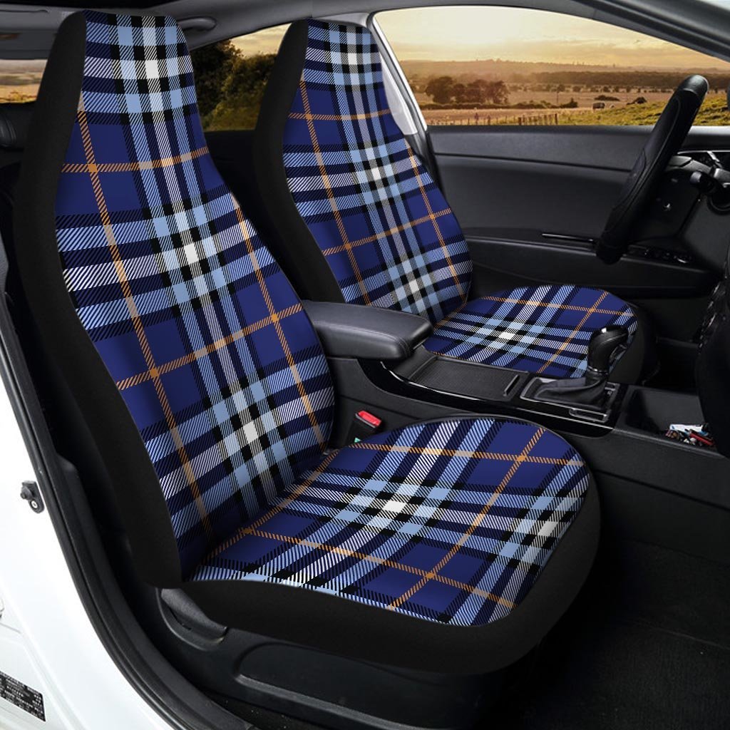 Blue Navy Plaid Tartan Car Seat Covers-grizzshop