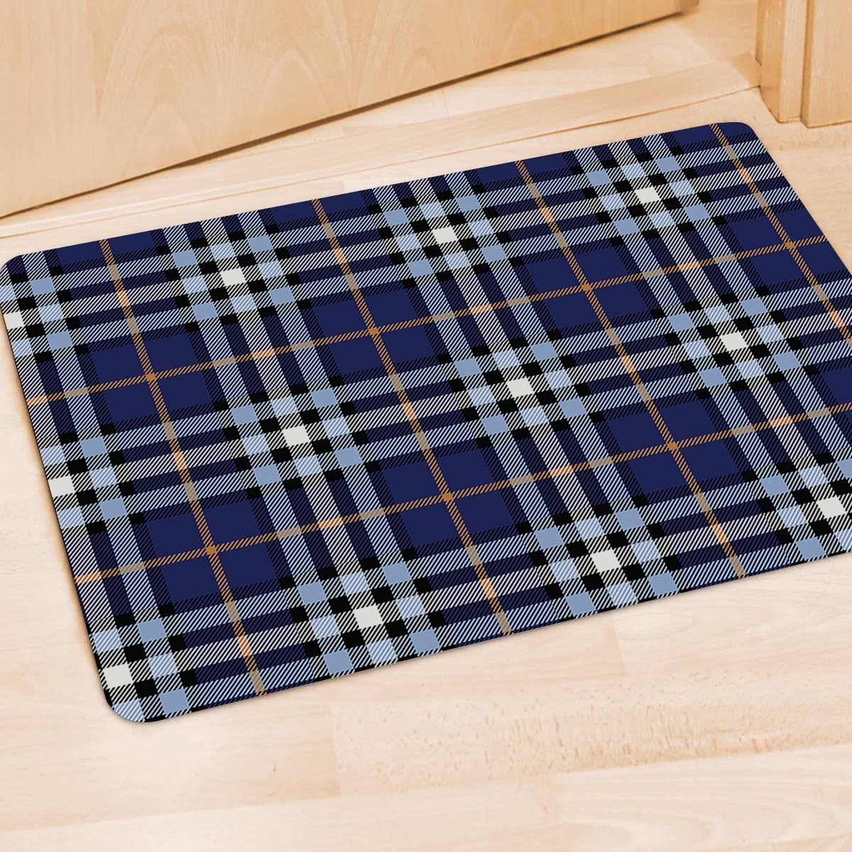 Blue Navy Plaid Tartan Door Mat-grizzshop