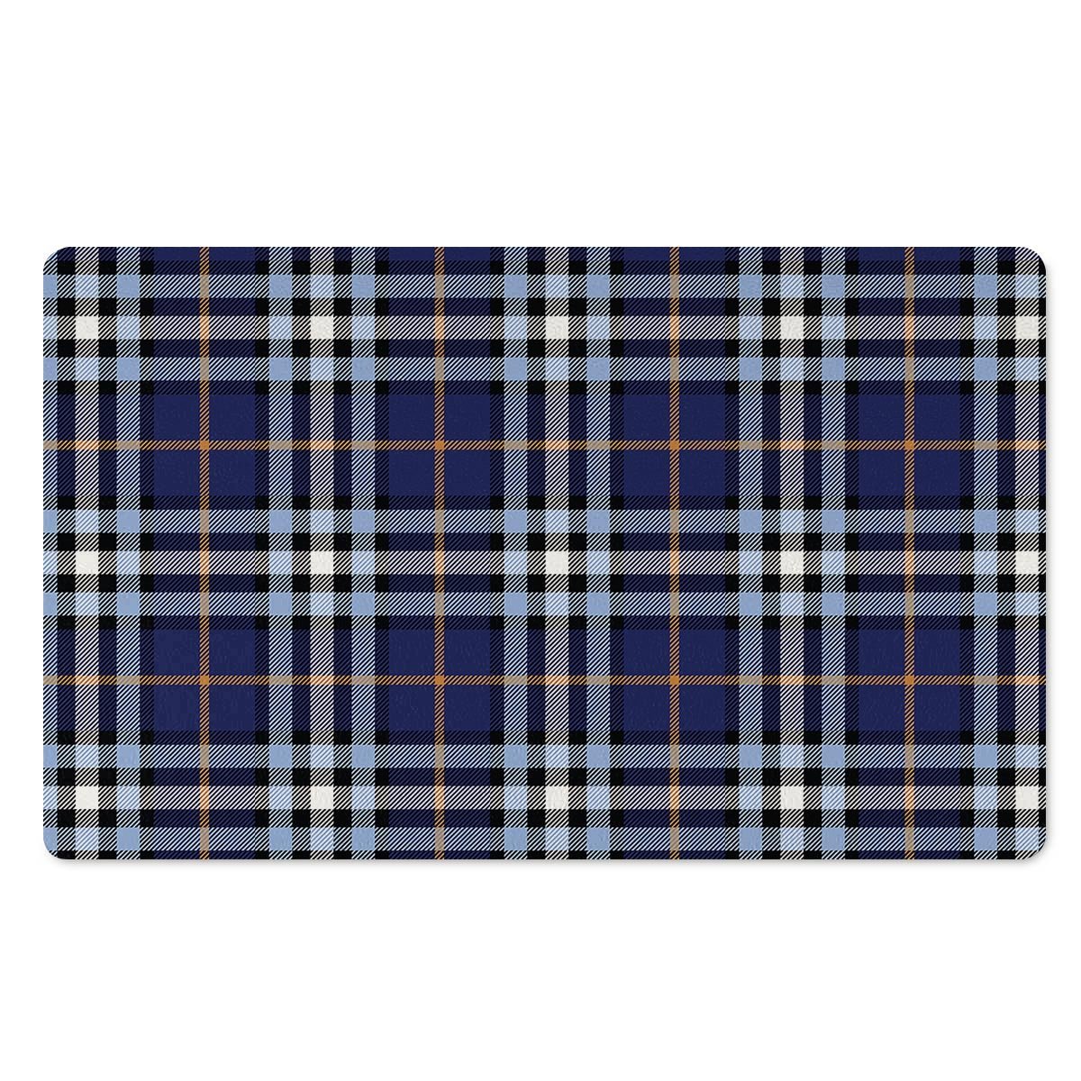 Blue Navy Plaid Tartan Door Mat-grizzshop