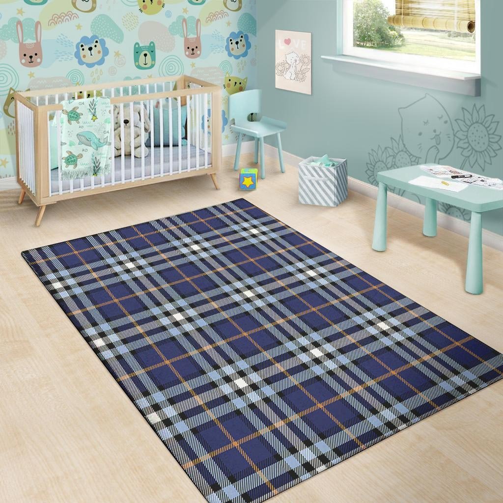 Blue Navy Plaid Tartan Floor Mat-grizzshop