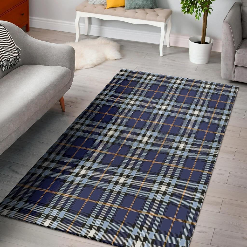 Blue Navy Plaid Tartan Floor Mat-grizzshop