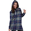 Blue Navy Plaid Tartan Hoodie Dress-grizzshop