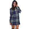 Blue Navy Plaid Tartan Hoodie Dress-grizzshop