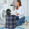 Blue Navy Plaid Tartan Laundry Basket-grizzshop