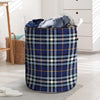 Blue Navy Plaid Tartan Laundry Basket-grizzshop