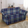 Blue Navy Plaid Tartan Loveseat Cover-grizzshop