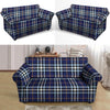 Blue Navy Plaid Tartan Loveseat Cover-grizzshop