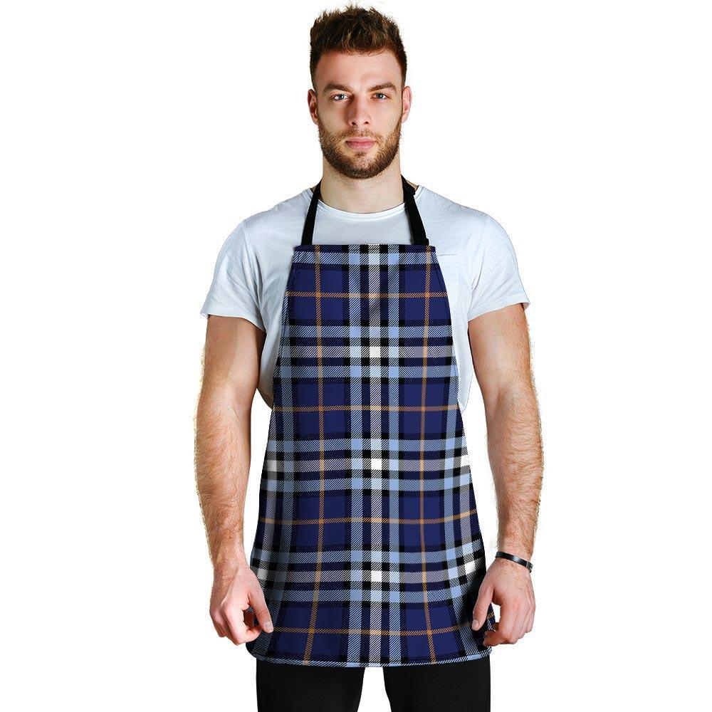 Blue Navy Plaid Tartan Men's Apron-grizzshop