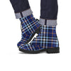 Blue Navy Plaid Tartan Men's Boots-grizzshop