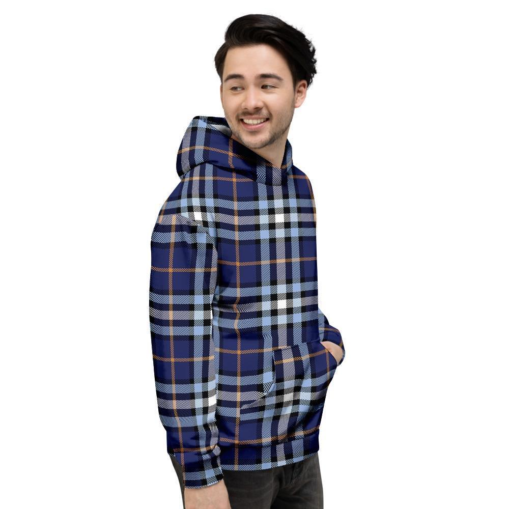 Blue Navy Plaid Tartan Men's Hoodie-grizzshop