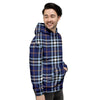 Blue Navy Plaid Tartan Men's Hoodie-grizzshop