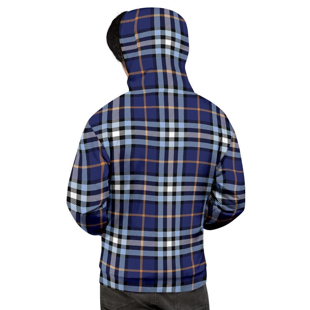 Blue Navy Plaid Tartan Men's Hoodie-grizzshop