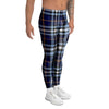 Blue Navy Plaid Tartan Men's Leggings-grizzshop