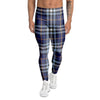 Blue Navy Plaid Tartan Men's Leggings-grizzshop