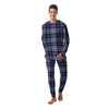 Blue Navy Plaid Tartan Men's Pajamas-grizzshop