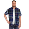 Blue Navy Plaid Tartan Men's Short Sleeve Shirt-grizzshop