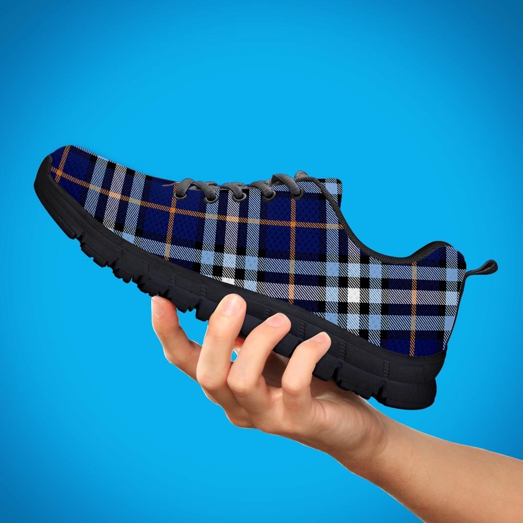 Blue Navy Plaid Tartan Men's Sneakers-grizzshop