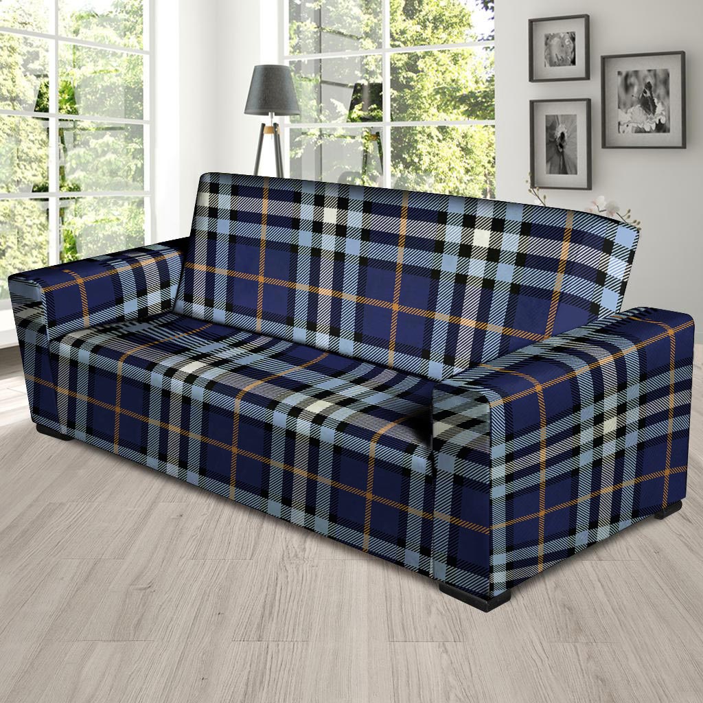 Blue Navy Plaid Tartan Sofa Cover-grizzshop