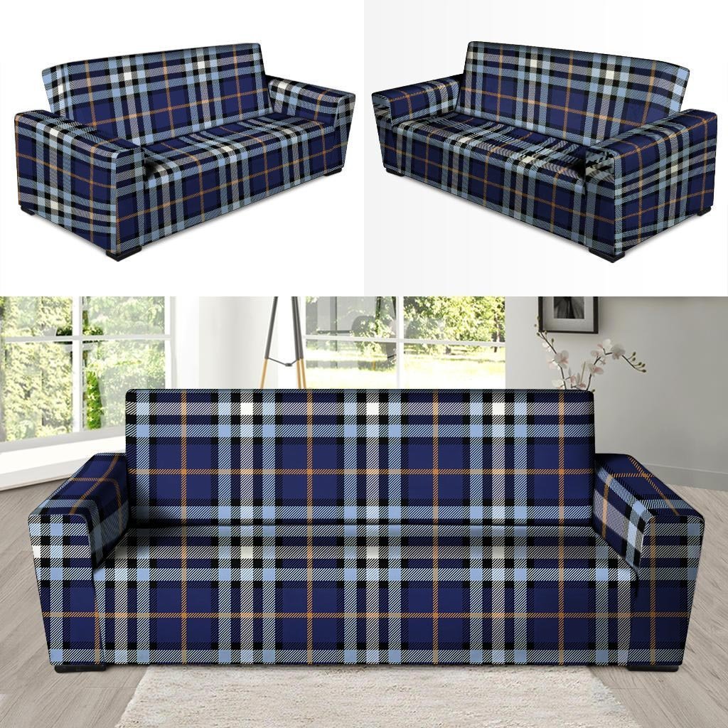 Blue Navy Plaid Tartan Sofa Cover-grizzshop