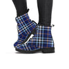 Blue Navy Plaid Tartan Women's Boots-grizzshop